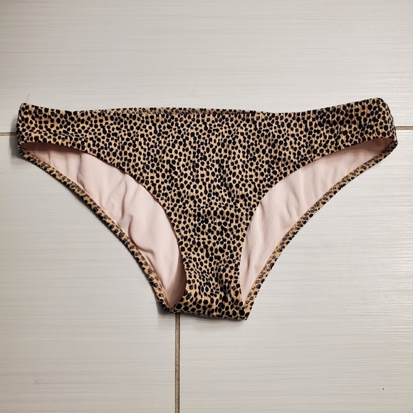 Shade & Shore Padded Push Up Bikini Top 34DD Bottoms M Leopard Print Ribbed Swim - Picture 11 of 16